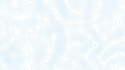 Abstract bule topographic map, vector background with height lines. Abstract blue background with map contour. Moden blue lines of the relief map on a white background. Vector grid map.	