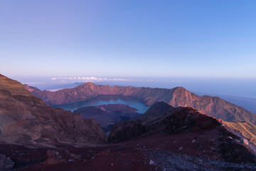 Rinjani Mount is an active volcano in Lombok, Indonesia. The second highest volcano in Indonesia.