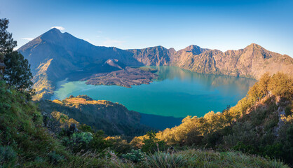 Naklejka na ściany i meble Rinjani Mount is an active volcano in Lombok, Indonesia. The second highest volcano in Indonesia.