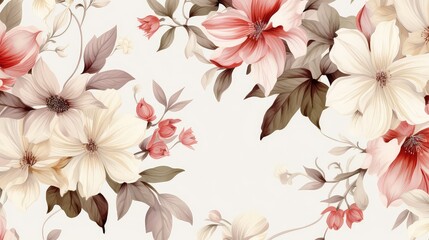 Seamless floral pattern with magnolia flowers. - obrazy, fototapety, plakaty