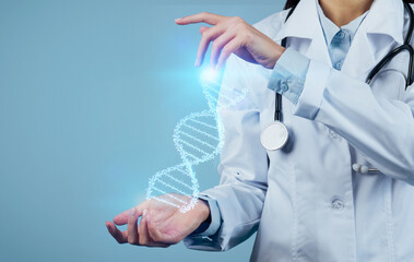 Doctor's journey into virtual DNA with CRISPR precision, guided by augmented reality, carrying...