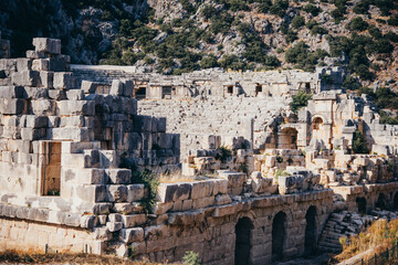 Fototapeta na wymiar Ruins of ancient Greek-Roman theatre of Myra in Demre, Turkey.