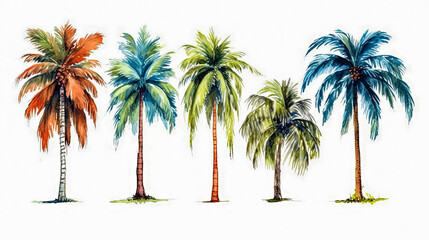 Create a lively oasis with our palm trees illustration on a white background.