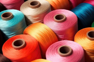 Sewing threads as a multicolored background close up.
