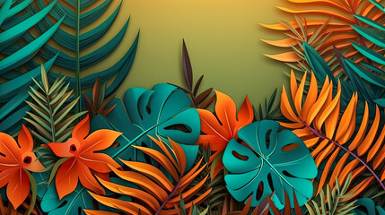 Fototapeta premium Monstera leaf gracefully poised, encapsulating the essence of summer days.