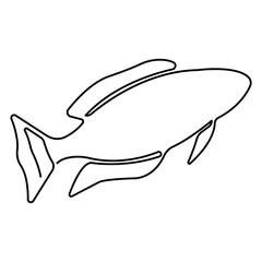 Obraz premium Continuous single-line art of fish. Cute fish one-line drawing vector and illustration. Abstract fish hand drawing style. Fish sketch on a white background 
