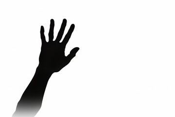 Obraz premium Dark silhouette hand behind glass on white background