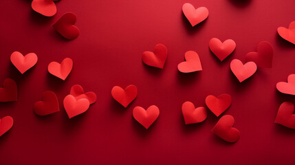 red hearts on red background for valentine,