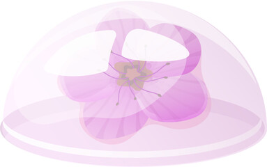 Transparent pink flower design element. Subtle floral overlay decor vector illustration. Elegant nature motif for graphics.