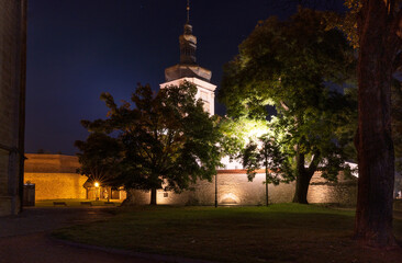 Evening view of the church in the city. Kutna Hora, Czech Republic.