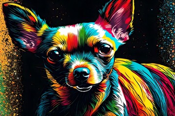 Chic hua dog head in pop art style