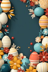 Fototapeta na wymiar Easter composition with eggs. Festive decoration.