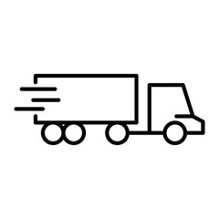 Vector line icon send parcels by truck isolated on white background