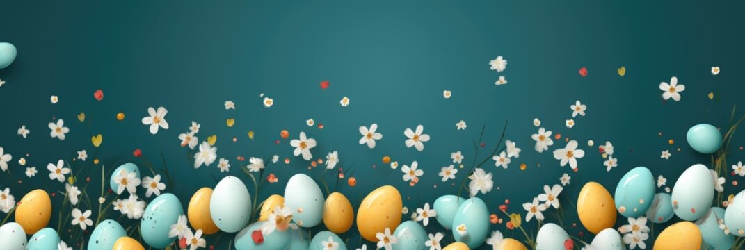 Naklejki Easter composition with eggs. Festive decoration.