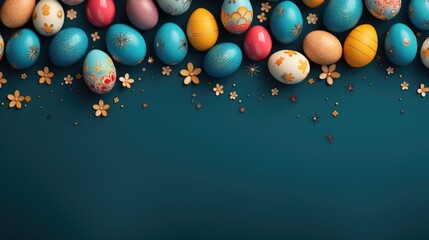 Easter banner with floral elements and eggs