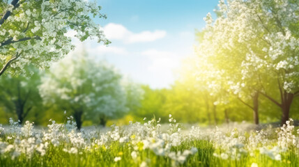 Obraz premium delicate white flowers adorn a meadow