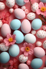 Obraz na płótnie Canvas Easter eggs decorated with flowers
