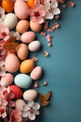 Naklejka na ściany i meble Easter eggs decorated with flowers