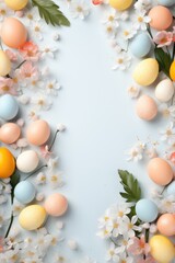 Romantic and beautiful Easter concept with painted eggs