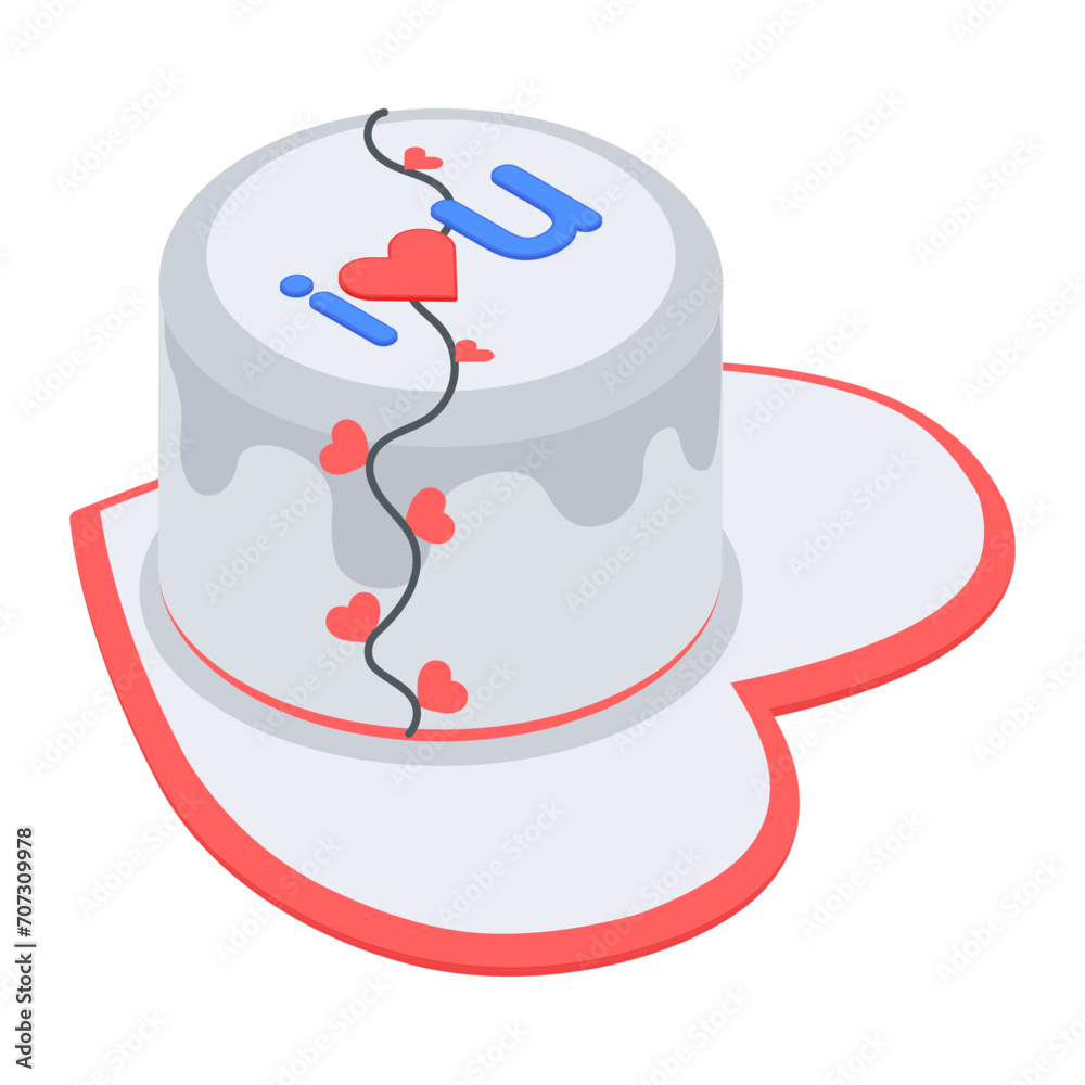 Canvas Prints get this isometric icon of valentine cake