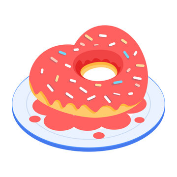 Get this isometric icon of valentine cake 