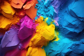 Bright colored background of various powder paints for Holi festival of colors - obrazy, fototapety, plakaty