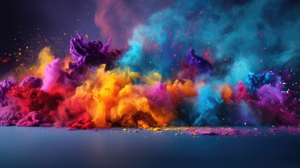 Colorful powder explosion. Paint Holi.