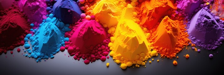 Bright colored background of various powder paints for Holi festival of colors