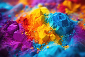 Bright colored background of various powder paints for Holi festival of colors