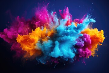 abstract colorful background with splashes of powder, on Holi. - obrazy, fototapety, plakaty