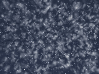 Heavy Snowfall. Abundant snowflakes on dark blue background. 