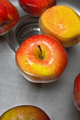 red apples washed in water