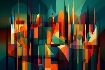 Colorful abstract cubist-inspired wallpaper background. Generative AI