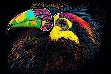Toucan head in pop art style
