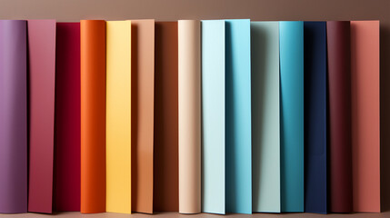 Samples of colored paper on a dark background