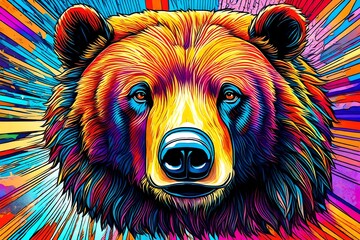 Bear head in pop art style