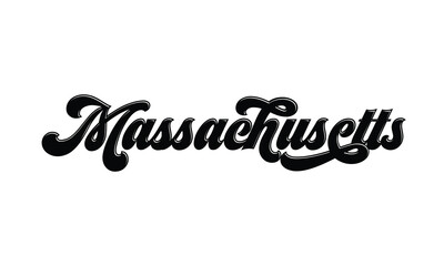 Massachusetts hand lettering design calligraphy vector, Massachusetts text vector trendy typography design