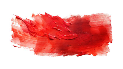Red paint brush strokes in watercolor isolated on transparent background.