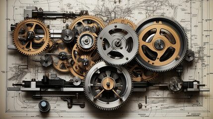 Rusty Timepieces: Exploring Antique Clockwork, Machinery, and Industrial Gears, generative AI