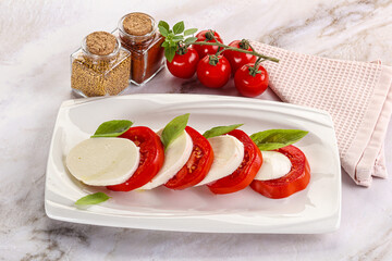 Italian caprese salad with mozzarella
