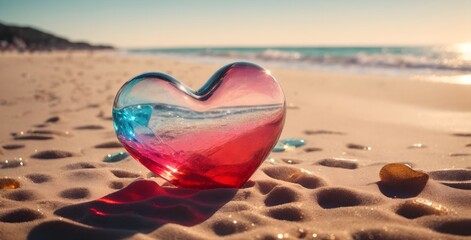 heart on the beach heart, love, beach, sea, sand, valentine, water, sky, ocean, red, summer, symbol, day, shape, 