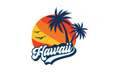 Fototapeta na wymiar Hawaii logo design template vector, for t-shirt and apparel vector design template 