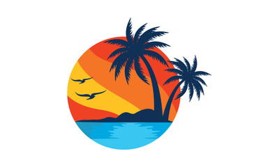 Fototapeta na wymiar Summer beach logo design vector