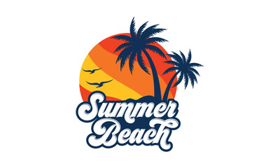 Fototapeta na wymiar Summer beach logo design vector