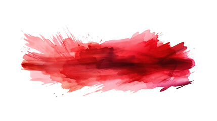 Red paint brush strokes in watercolor isolated on transparent background. - obrazy, fototapety, plakaty