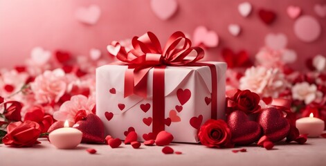 gift box with red ribbon gift, box, christmas, ribbon, present, bow, birthday, valentine, holiday, celebration, 