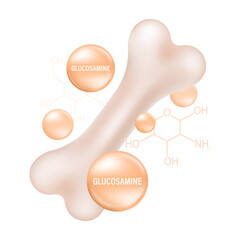 Glucosamine and Bone Health: A Vector Illustration Highlighting Joint Care and Supplement Benefits.