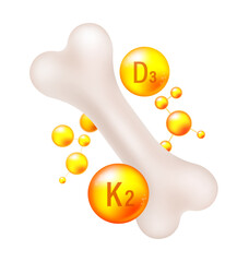Vitamin D3 and K2 for Bone Health: A Dynamic Vector Illustration of Vital Nutrients