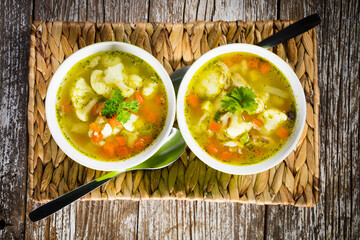 Tasty homemade pickled cucumber soup.