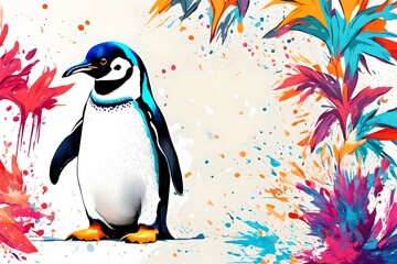 Penguin in pop art style